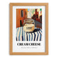 Cream – Italian Outdoor Café Scene, Cheese Wall Art, set in oak frame