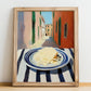 Parmesan – Italian Outdoor Café Scene, Cheese Illustration, no-text version framed in wood