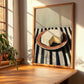 Brie – on Striped Tablecloth, Cheese Illustration, clean layout with no caption