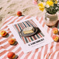 Camembert – on Striped Tablecloth, Cheese Painting, unframed on coastal sand