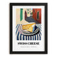 Swiss – Italian Café on the Corner, Cheese Poster, in sleek black frame