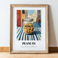 Peanuts – Italian Café on the Corner, Nuts Illustration, in wooden frame leaning on the floor