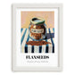 Flaxseeds – on Striped Tablecloth, Nuts Print, placed in minimal white frame