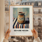 Sesame Seeds – on Striped Tablecloth, Nuts Poster, styled in a charming Paris street view