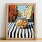 Macadamia – Italian Outdoor Café Scene, Nuts Wall Art, no-text version framed in wood