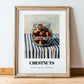 Chestnuts – on Striped Tablecloth, Nuts Print, in wooden frame leaning on the floor