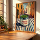Green Peas – Italian Outdoor Café Scene, Canned Vegetables Wall Art, clean layout with no caption