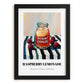 Raspberry Lemonade – on Striped Tablecloth, Lemonade Painting, in sleek black frame