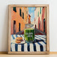 Celery Juice – Italian Urban Café Scene, Lemonade Wall Print, no-text version framed in wood