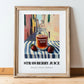 Strawberry Juice – Italian Urban Café Scene, Lemonade Wall Art, in wooden frame leaning on the floor
