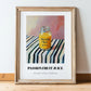Passion Fruit Juice – on Striped Tablecloth, Lemonade Art, in wooden frame leaning on the floor