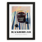 Blackberry Jam – on Striped Tablecloth, Jam Poster, in sleek black frame