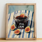 Fig Jam – on Striped Tablecloth, Jam Wall Decor, no-text version framed in wood