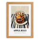Apple Jelly – on Striped Tablecloth, Jam Wall Decor, set in oak frame