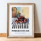 Pomegranate Jam – Italian Street Café Scene, Jam Painting, in wooden frame leaning on the floor