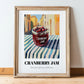 Cranberry Jam – Italian Street Café Scene, Jam Painting, in wooden frame leaning on the floor