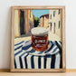 Quince Jelly – Italian Café on the Corner, Jam Illustration, no-text version framed in wood