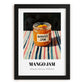 Mango Jam – on Striped Tablecloth, Jam Poster, in sleek black frame