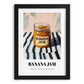 Banana Jam – on Striped Tablecloth, Jam Still Life, in sleek black frame