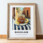 Banana Jam – Italian Outdoor Café Scene, Jam Still Life, in wooden frame leaning on the floor