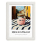 Himalayan Pink Salt – Italian Outdoor Café Scene, Spices Still Life, placed in minimal white frame