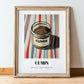 Cumin – on Striped Tablecloth, Spices Painting, in wooden frame leaning on the floor