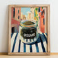 Oregano – Italian Outdoor Café Scene, Spices Still Life, no-text version framed in wood