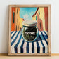 Thyme – Italian Urban Café Scene, Spices Poster, no-text version framed in wood
