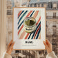 Basil – on Striped Tablecloth, Spices Wall Decor, styled in a charming Paris street view