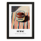Sumac – on Striped Tablecloth, Spices Print, in sleek black frame