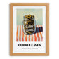Curry Leaves – on Striped Tablecloth, Spices Wall Decor, set in oak frame