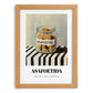 Asafoetida – on Striped Tablecloth, Spices Still Life, set in oak frame