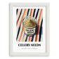 Celery Seeds – on Striped Tablecloth, Spices Poster, placed in minimal white frame