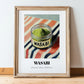 Wasabi – on Striped Tablecloth, Spices Illustration, in wooden frame leaning on the floor