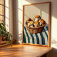 Boletus – on Striped Tablecloth, Mushrooms Painting, clean layout with no caption