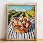 Cremini Mushroom – Green Valley Landscape, Mushrooms Art, no-text version framed in wood