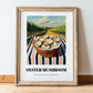 Oyster Mushroom – Green Valley Landscape, Mushrooms Illustration, in wooden frame leaning on the floor