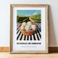 Puffball Mushroom – Green Valley Landscape, Mushrooms Illustration, in wooden frame leaning on the floor