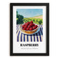 Raspberry – Valley Café Scene, Berries Wall Decor, in sleek black frame