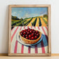 Cranberry – Green Valley Landscape, Berries Still Life, no-text version framed in wood