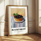 Blackcurrant – on Striped Tablecloth, Berries Painting