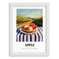 Apple – Valley Café Scene, Fruit Illustration, placed in minimal white frame