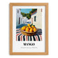 Mango – White village Café on the Corner, Fruit Print, set in oak frame