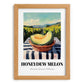 Honeydew Melon – Valley Café Scene, Fruit Illustration, set in oak frame