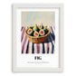 Fig – on Striped Tablecloth, Fruit Still Life, placed in minimal white frame