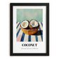 Coconut – on Striped Tablecloth, Fruit Poster, in sleek black frame