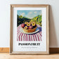 Passion Fruit – Green Valley Landscape, Fruit Print, in wooden frame leaning on the floor