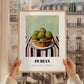 Durian – on Striped Tablecloth, Fruit Poster, styled in a charming Paris street view