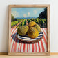 Durian – Valley Café Scene, Fruit Painting, no-text version framed in wood
