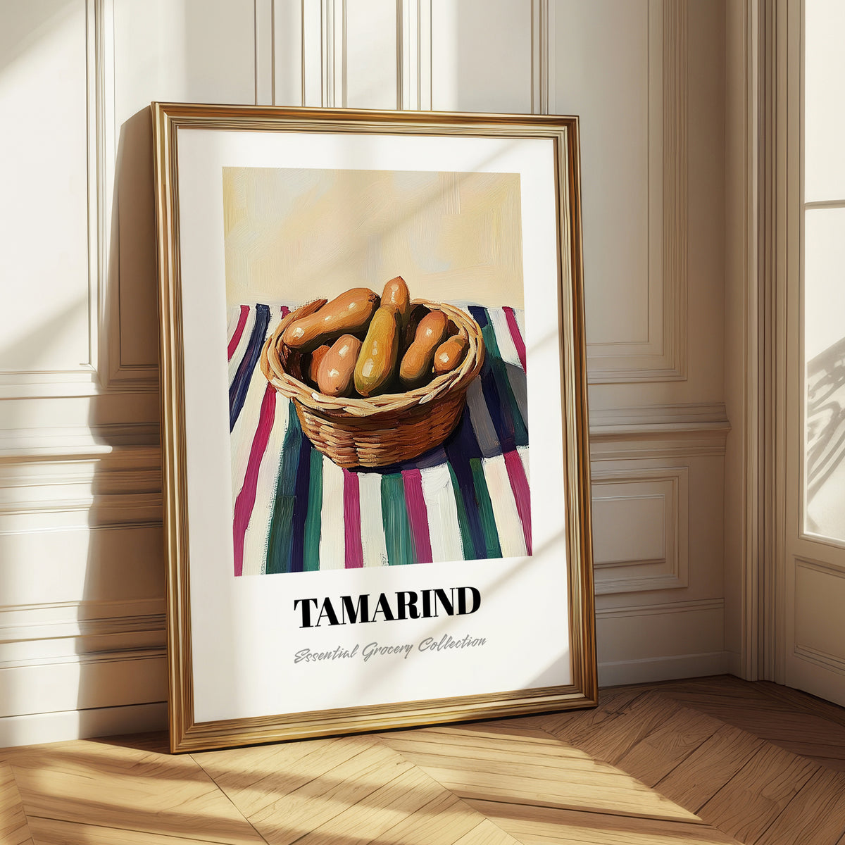 Tamarind – on Striped Tablecloth, Vegetable Still Life
